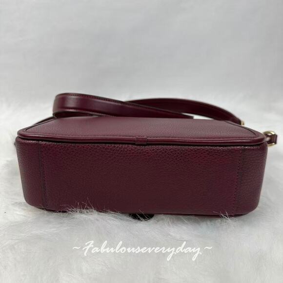 COACH Hadley Shoulder Bag Crossbody In Leather Gold/Dark Wine CY683 NWT - Picture 7 of 9